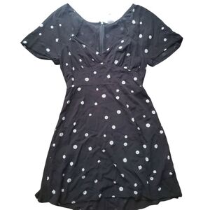 Abound Black Mini Dress with White Floral Pattern